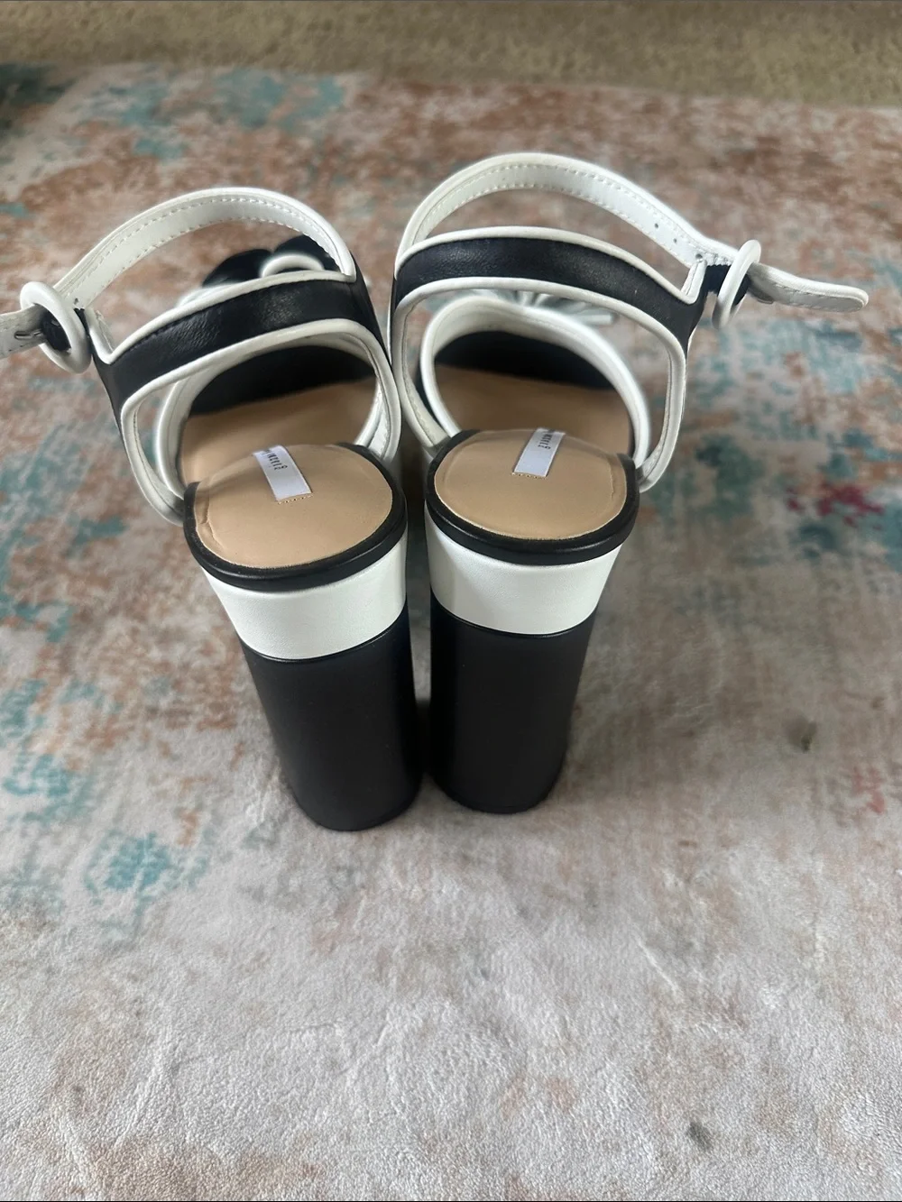 Gianni Bini Black and White Floral Platform Sandals